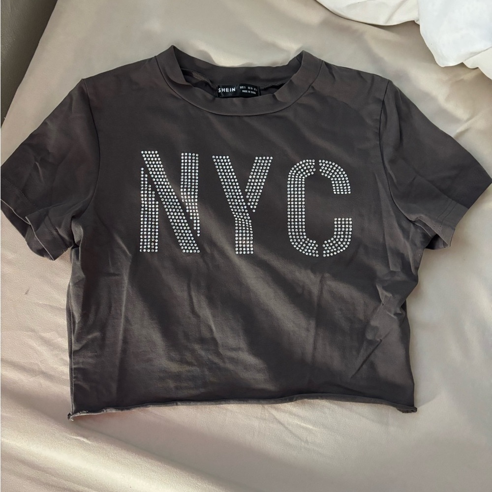 Rhinestone crop tee